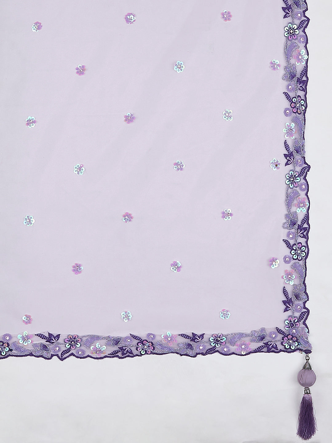 Lavender - Georgette Sequins and thread embroidery Semi-Stitched Lehenga choli - qivii