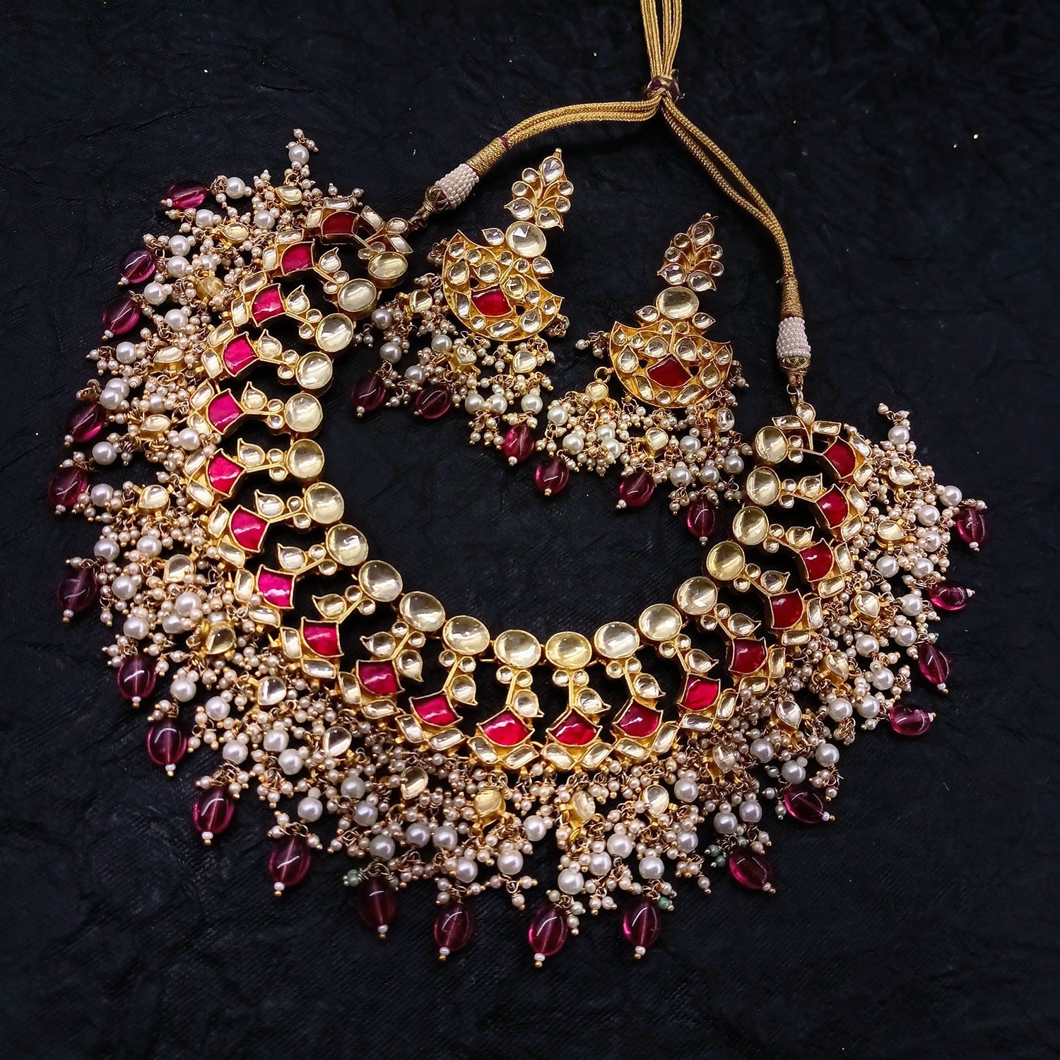Zareenah Bridal Pachi Kundan Neckpiece - qivii