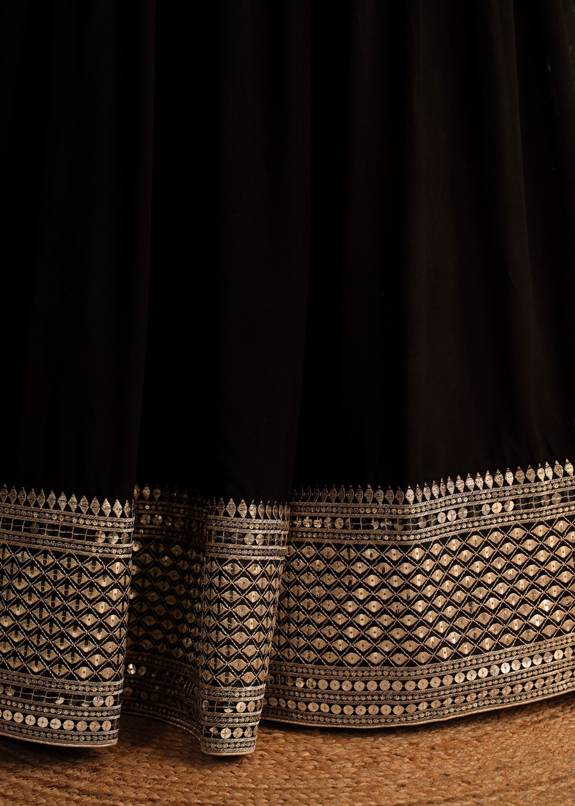 Onyx Black Georgette Lehenga Choli With Sequins Zari Embroidered Work : Top Pick | Ready To Wear - qivii