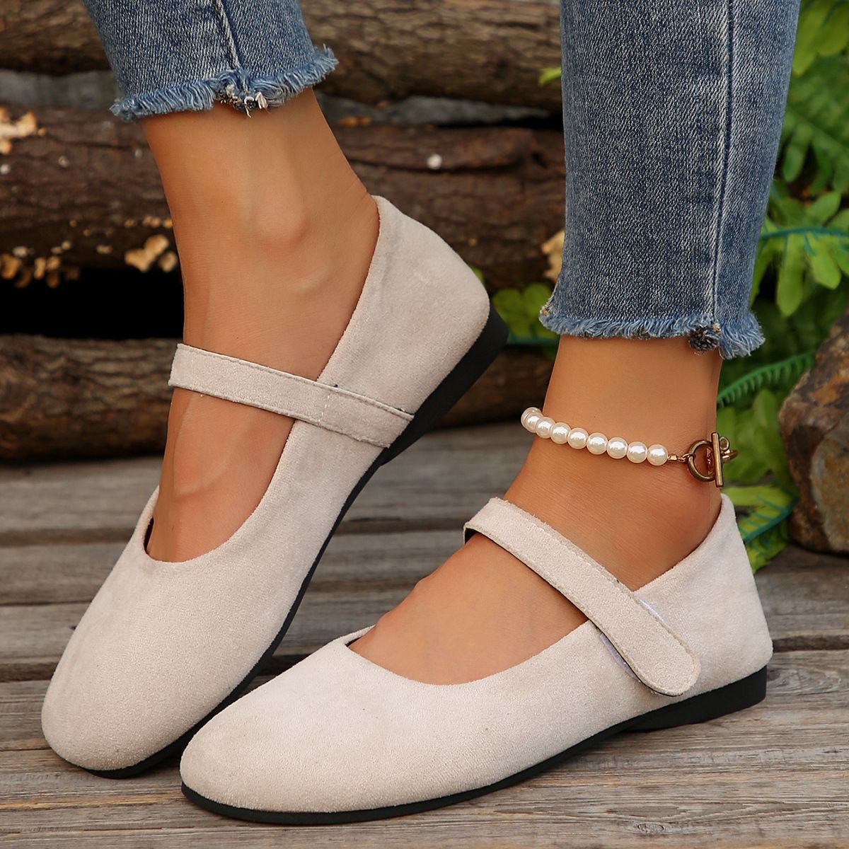 Women's Velmira Suede Mary Jane Flats - Vintage Round-Toe Ballet Shoes with Single Strap (US 5-10.5)