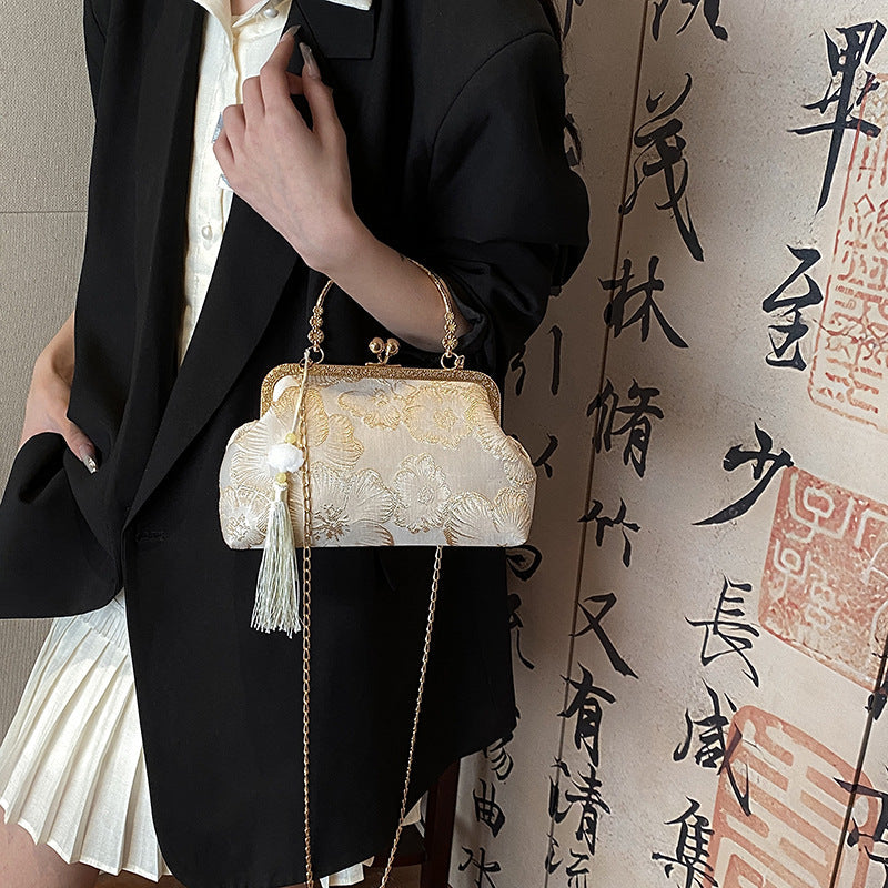 Women's Vintage Satin Mini Crossbody Bag - Retro Silk Handheld Purse - Petite, Elegant & Versatile
