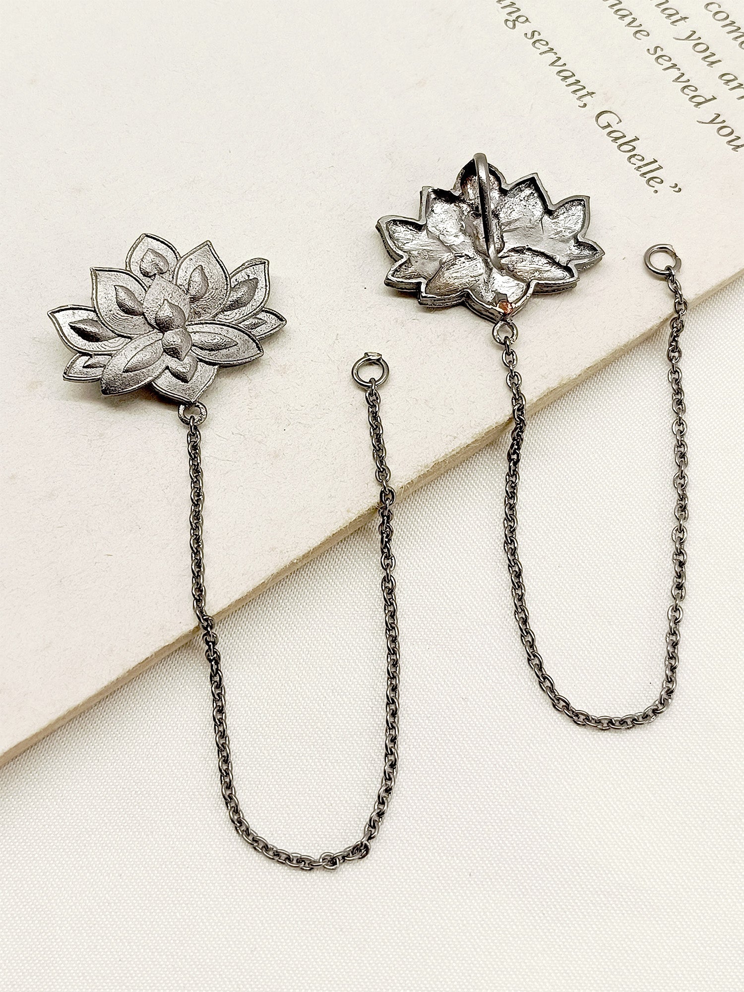 Handcrafted Vyshali Charcoal Boutique Earchain with elegant charcoal beads