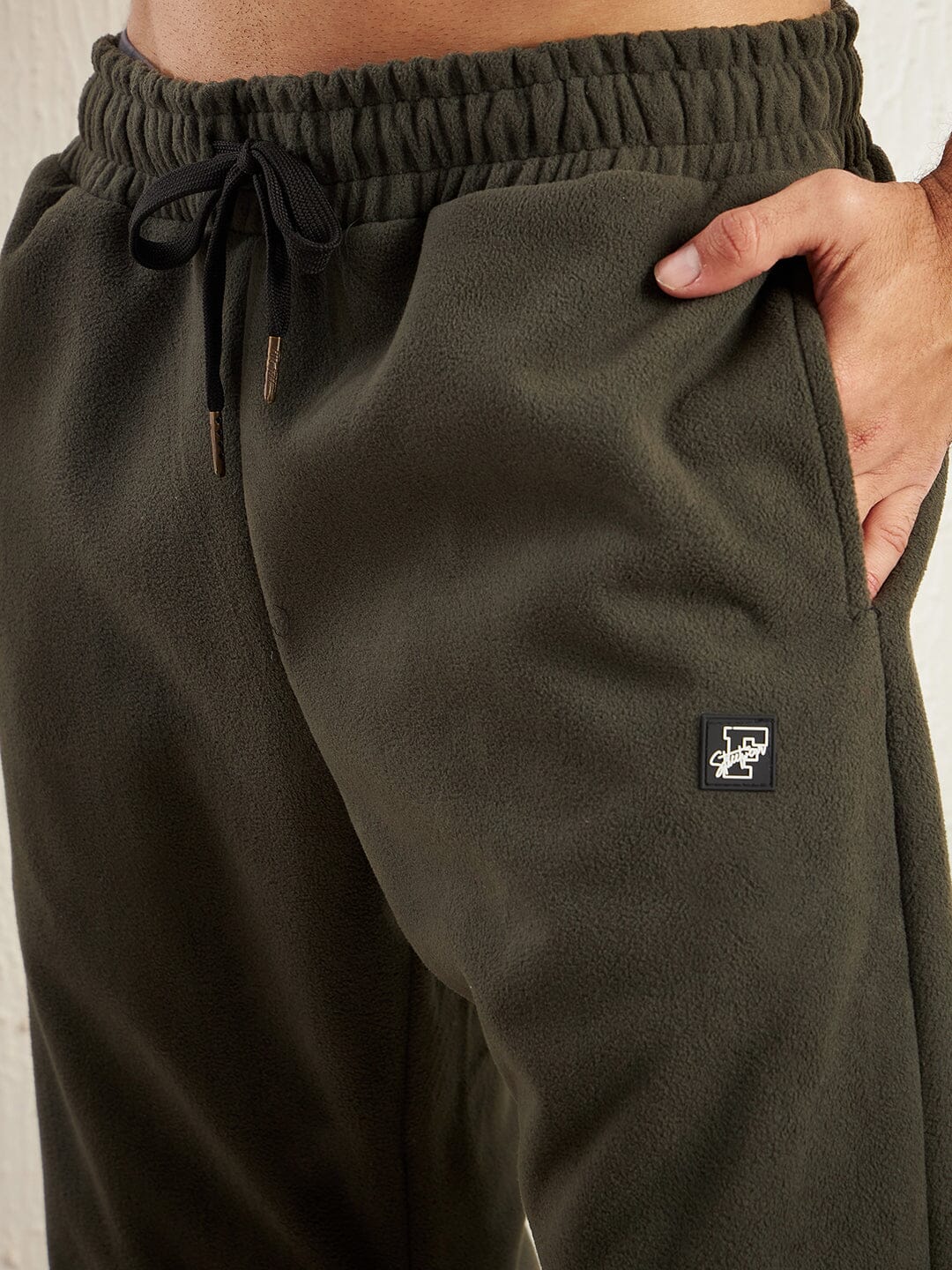Khaki Polar Fleece Boot Cut Joggers