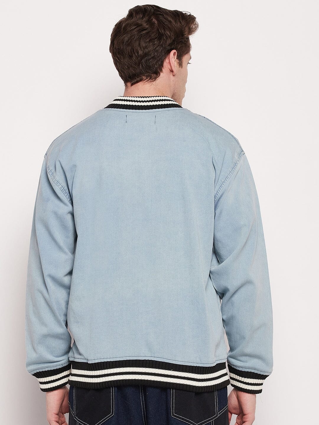 Blue Denim Varsity Jacket