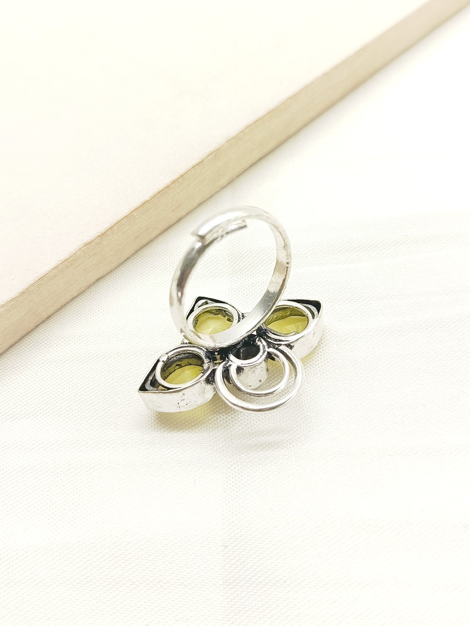 Tamnna Yellow Oxidized Finger Ring - qivii