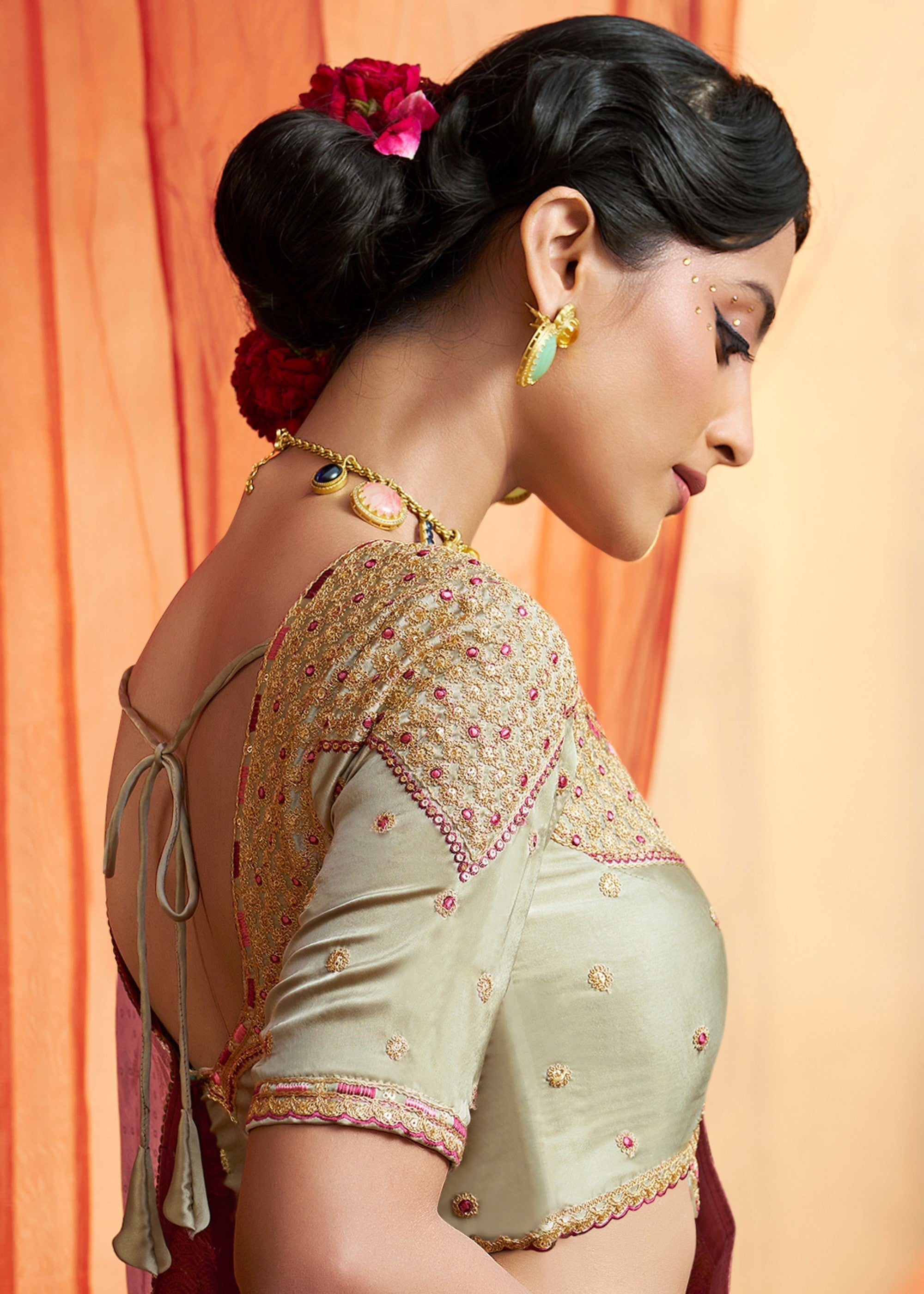Fuchsia Pink Satin Silk Saree With Beautiful Lace Border And Heavy Designer Embroidered Blouse - qivii