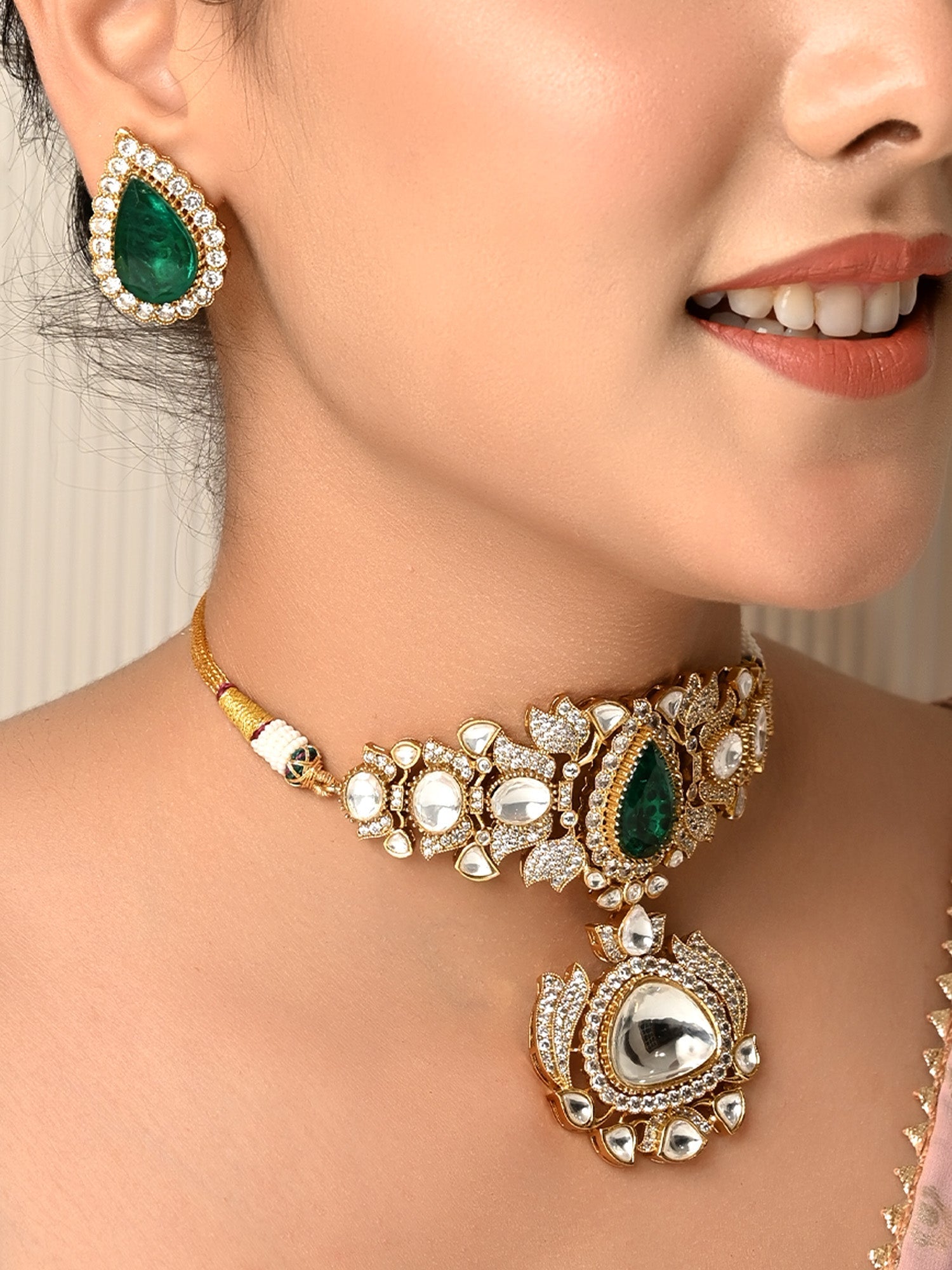 Mary Green Polki Choker Set - qivii