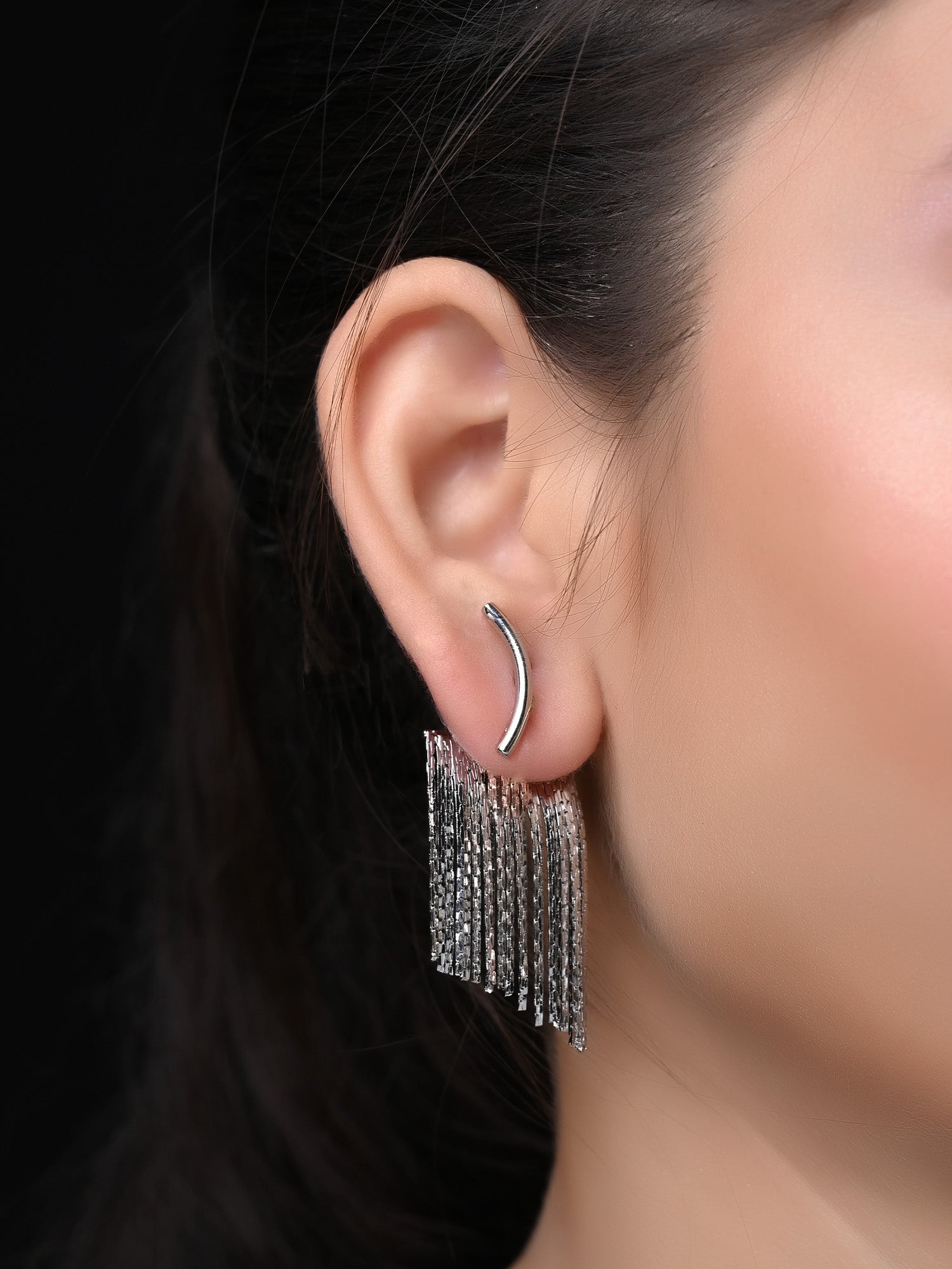 Ishanvi Silver Chain Hangings Western Earrings - qivii