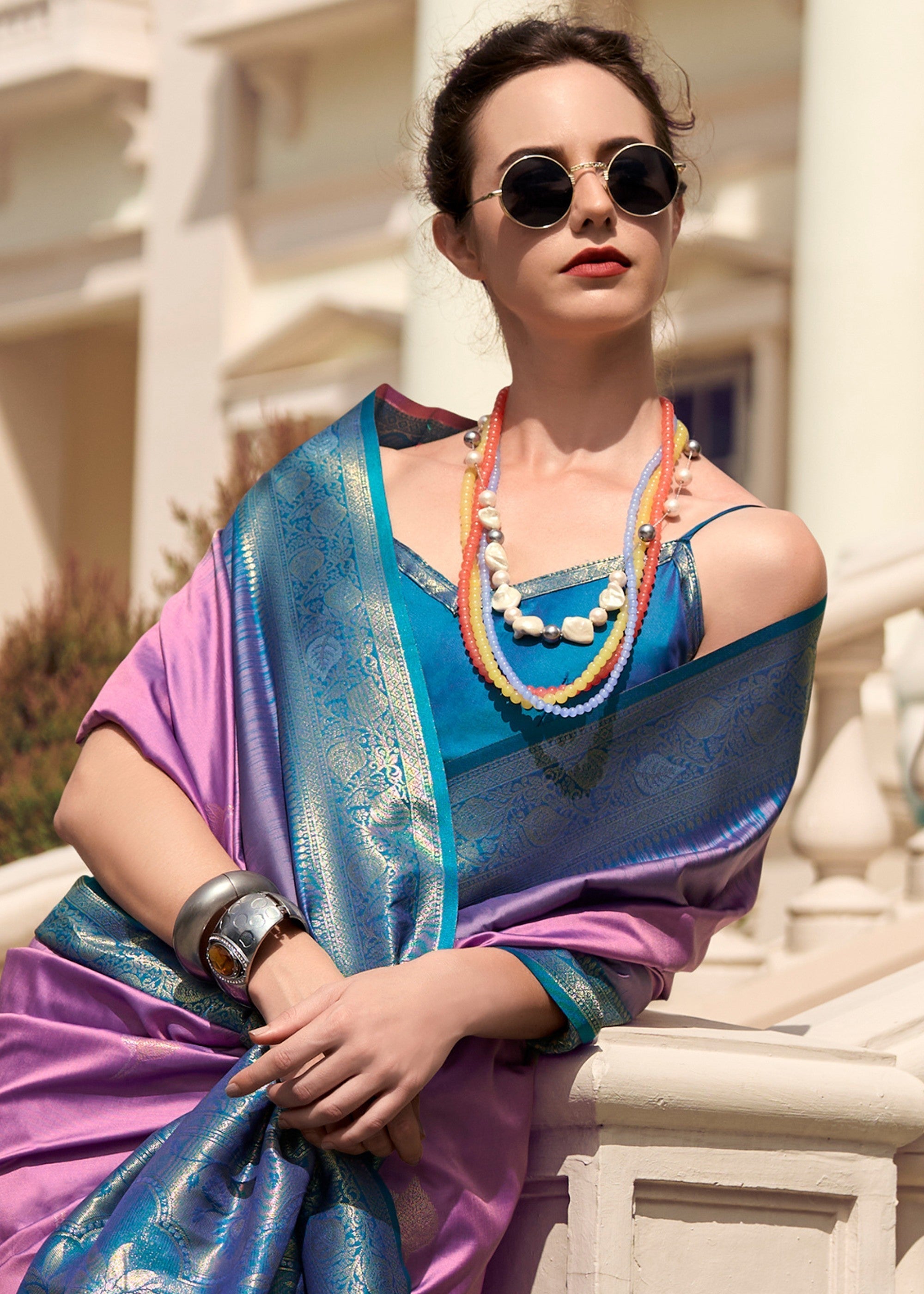 Orchid Purple Soft Silk Saree with Amazing Zari Weaving - qivii