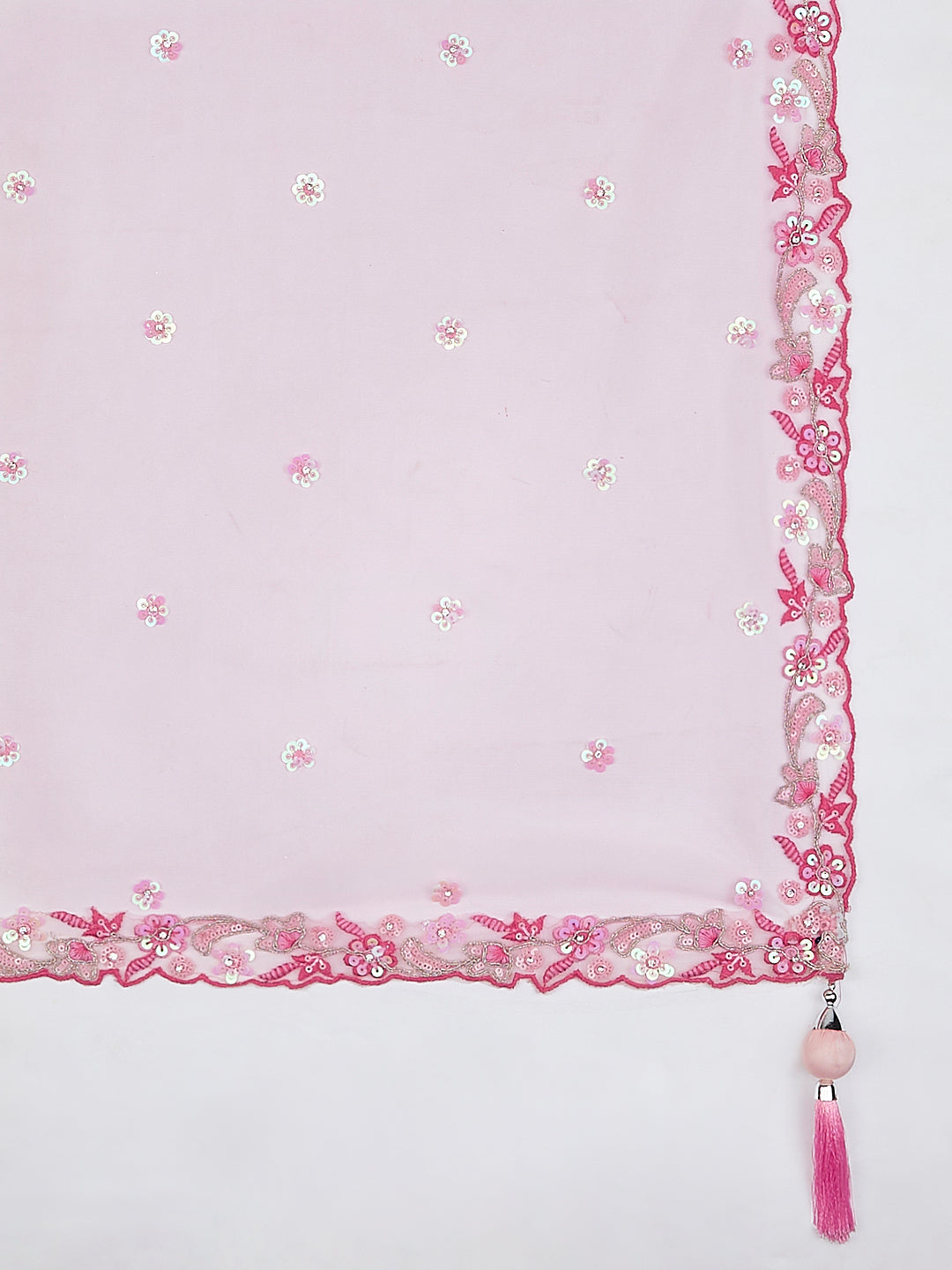 Pink - Georgette Sequins and thread embroidery Semi-Stitched Lehenga choli - qivii