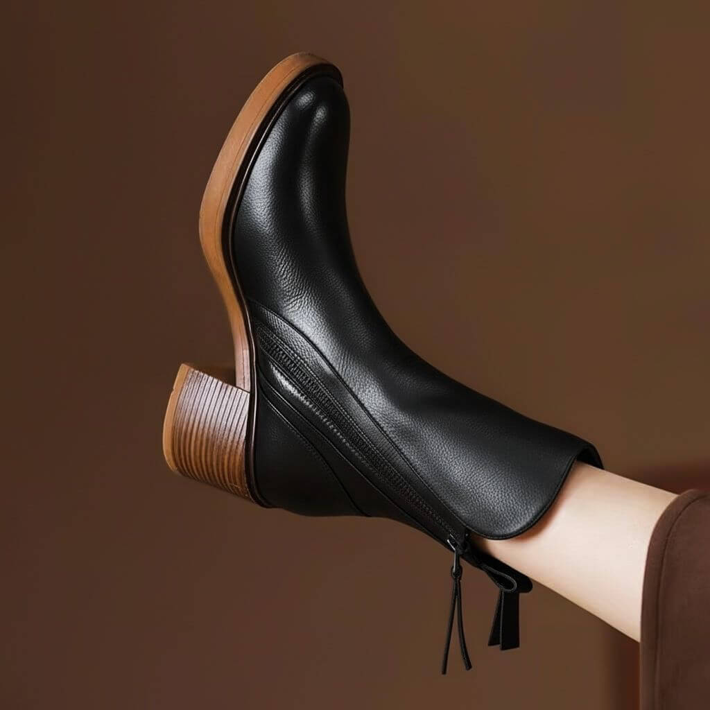 Aurelia Vellure Heel Ankle Boots - By Qivii