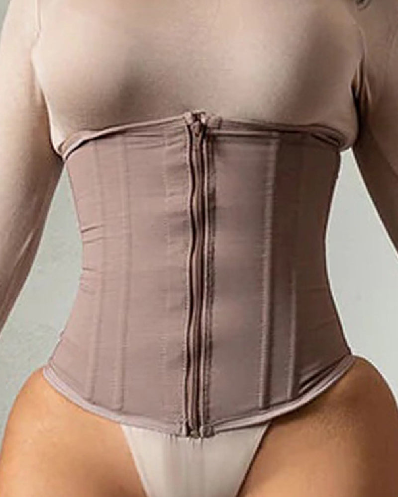 9 Boned Waist Trainer For Women Hourglass Zipper Tummy Control Workout Corset - By Qivii