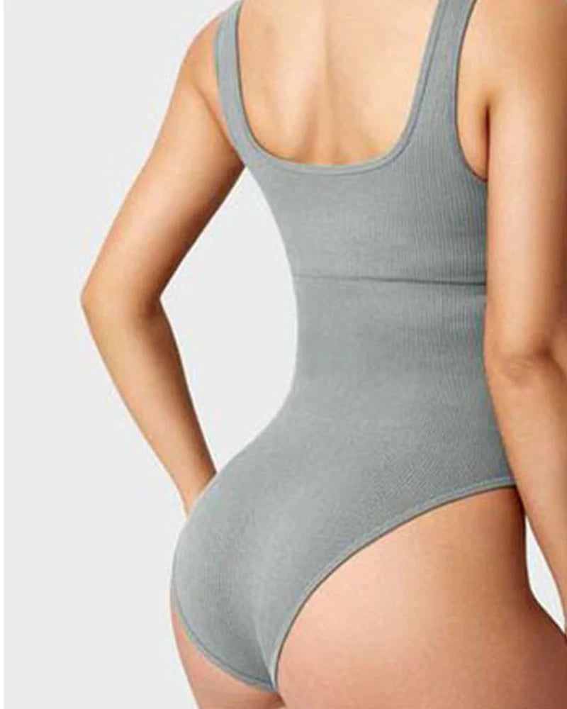 Women's Shapewear Bodysuits Sexy Ribbed Sleeveless Square Neck Tank Tops - By Qivii