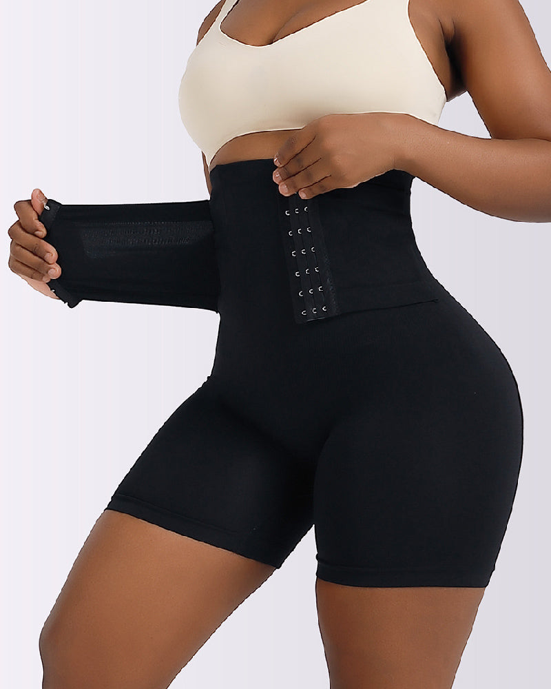 High Waist Stretchy Hourglass Buckle Belt Corset Butt Lift Shapewear Shorts - By Qivii