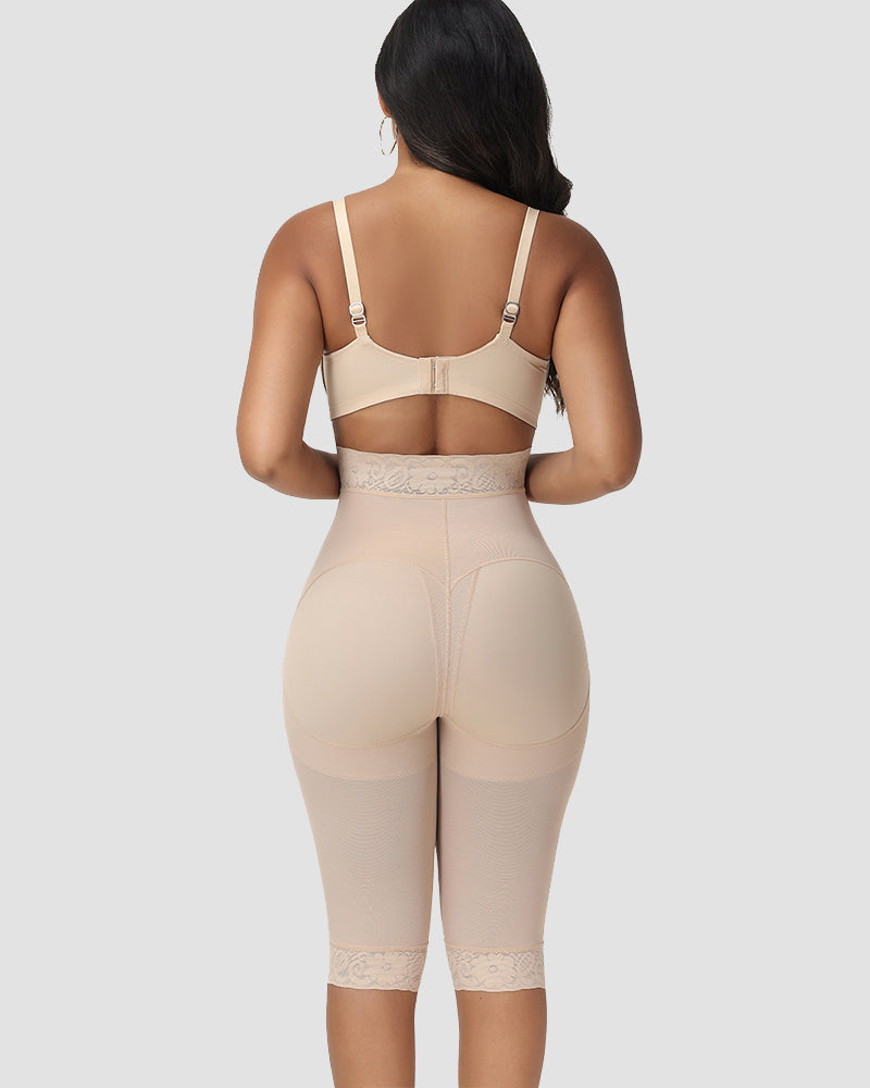Shapshe® High Waisted Lace Trim Tummy Control Thigh Slimmer