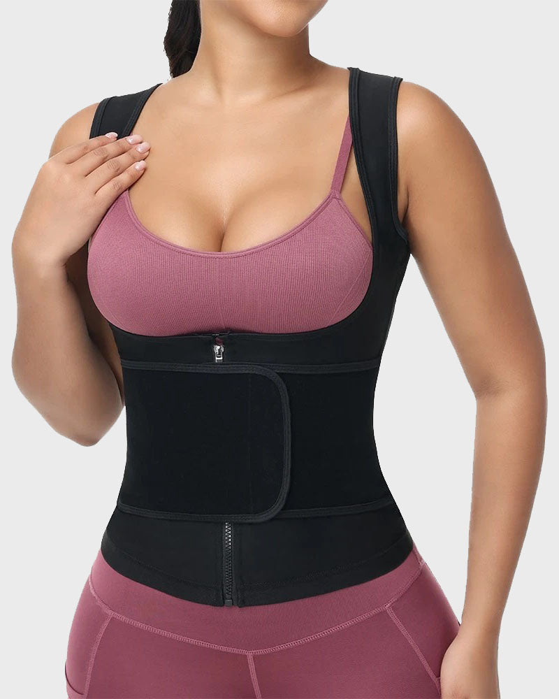 Sweat Suit Fat Burner Vest Tank Top Tummy Control Waist Trainer Belt