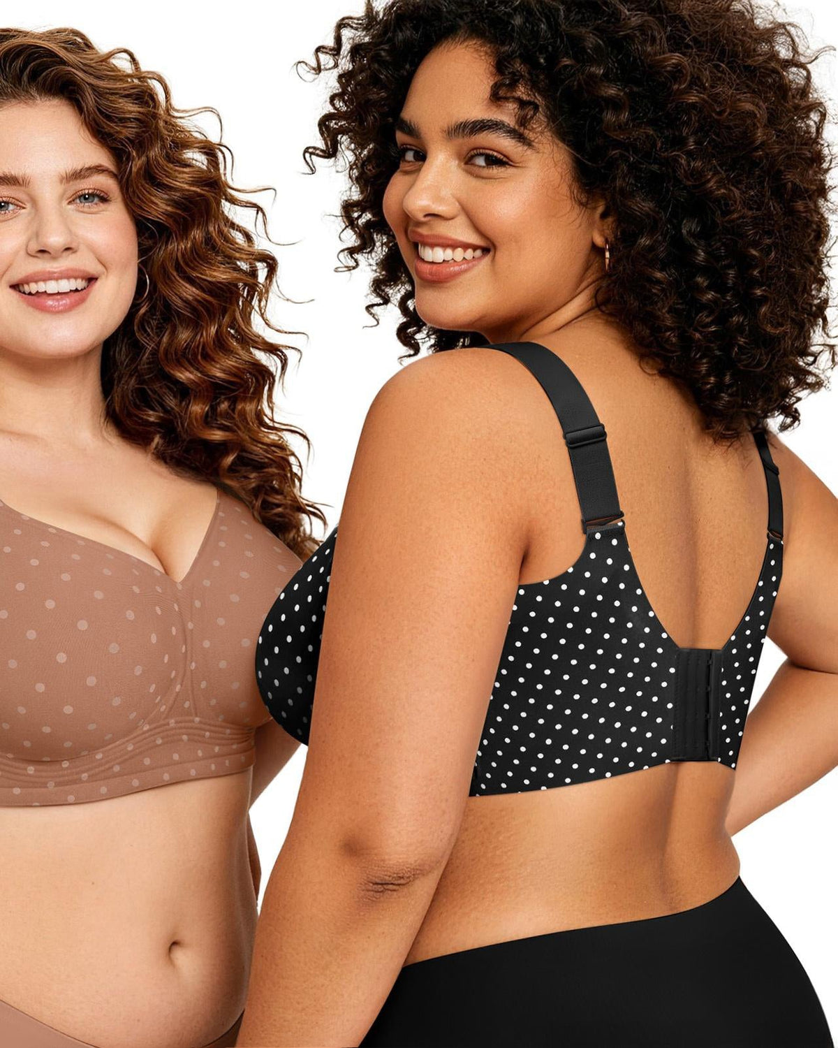Polka Dot Wide Adjustable Strap Full Coverage Shaping Support Bra