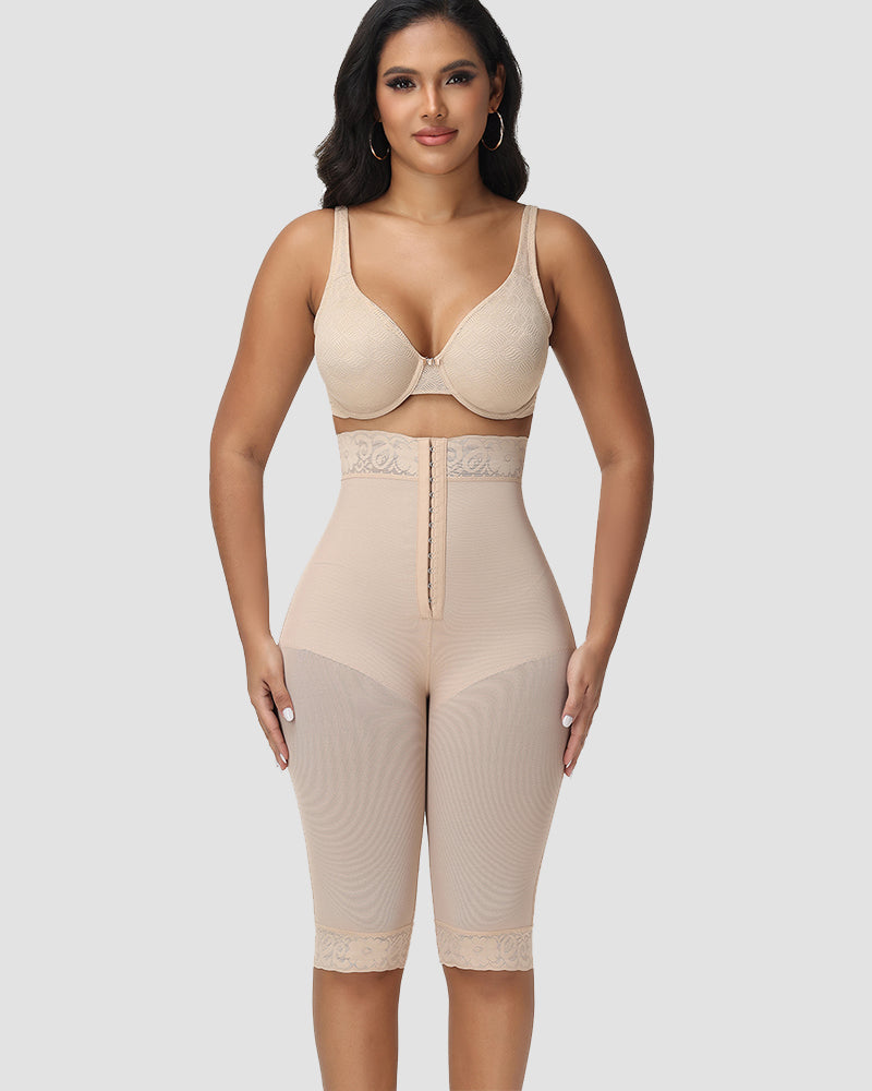 Shapshe® High Waisted Lace Trim Tummy Control Thigh Slimmer