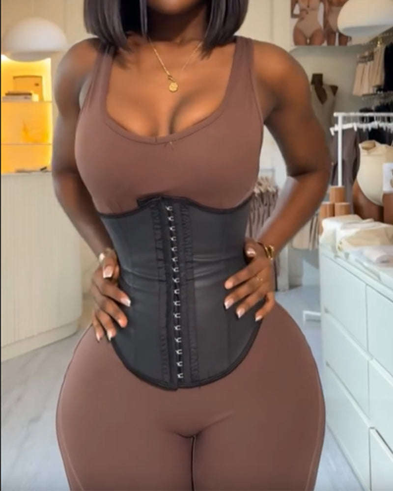 Waist Trainer Faux Leather Slimming Belt - By Qivii