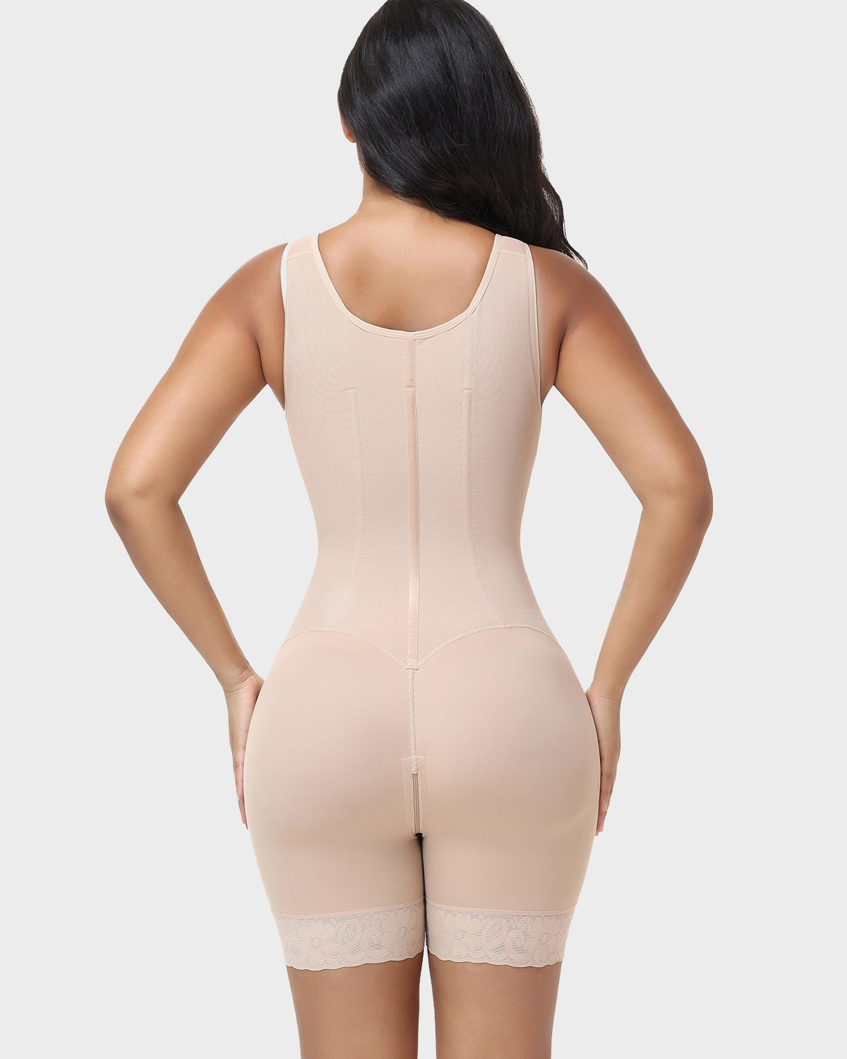 V Neck Front Zip Tummy Control Full Body Shapewear