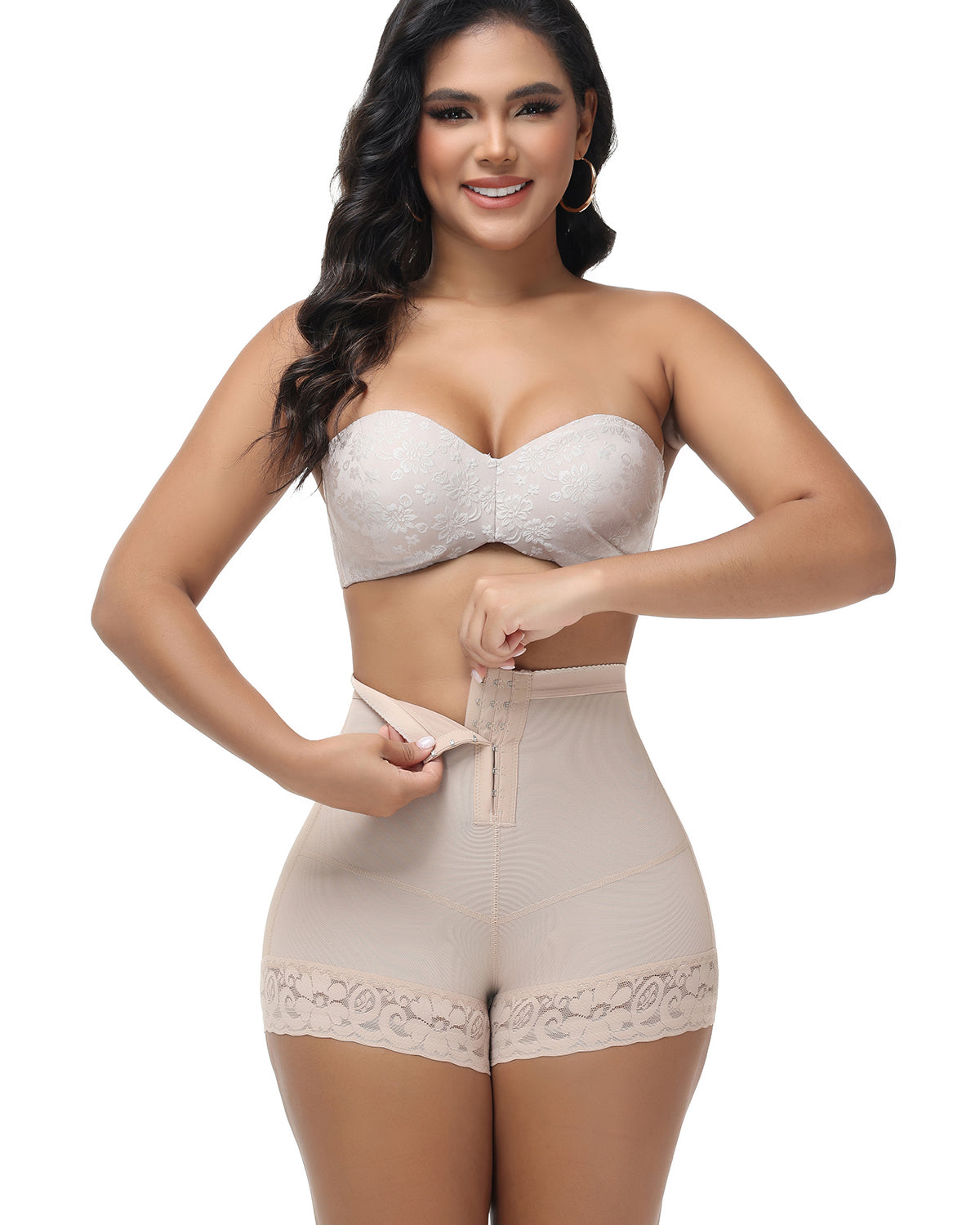 Shapshe® High Waist Hip Lift Shorts With Front Hook Closure