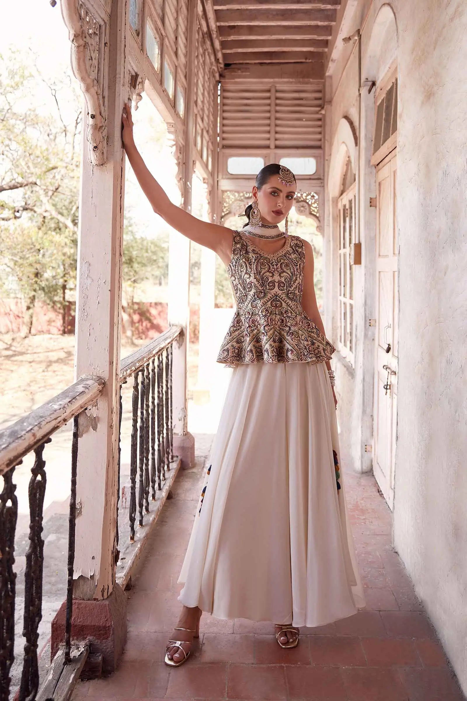 Multi Color Thread Sequins Embroidery Work Georgette Indo Western With Dupatta - qivii