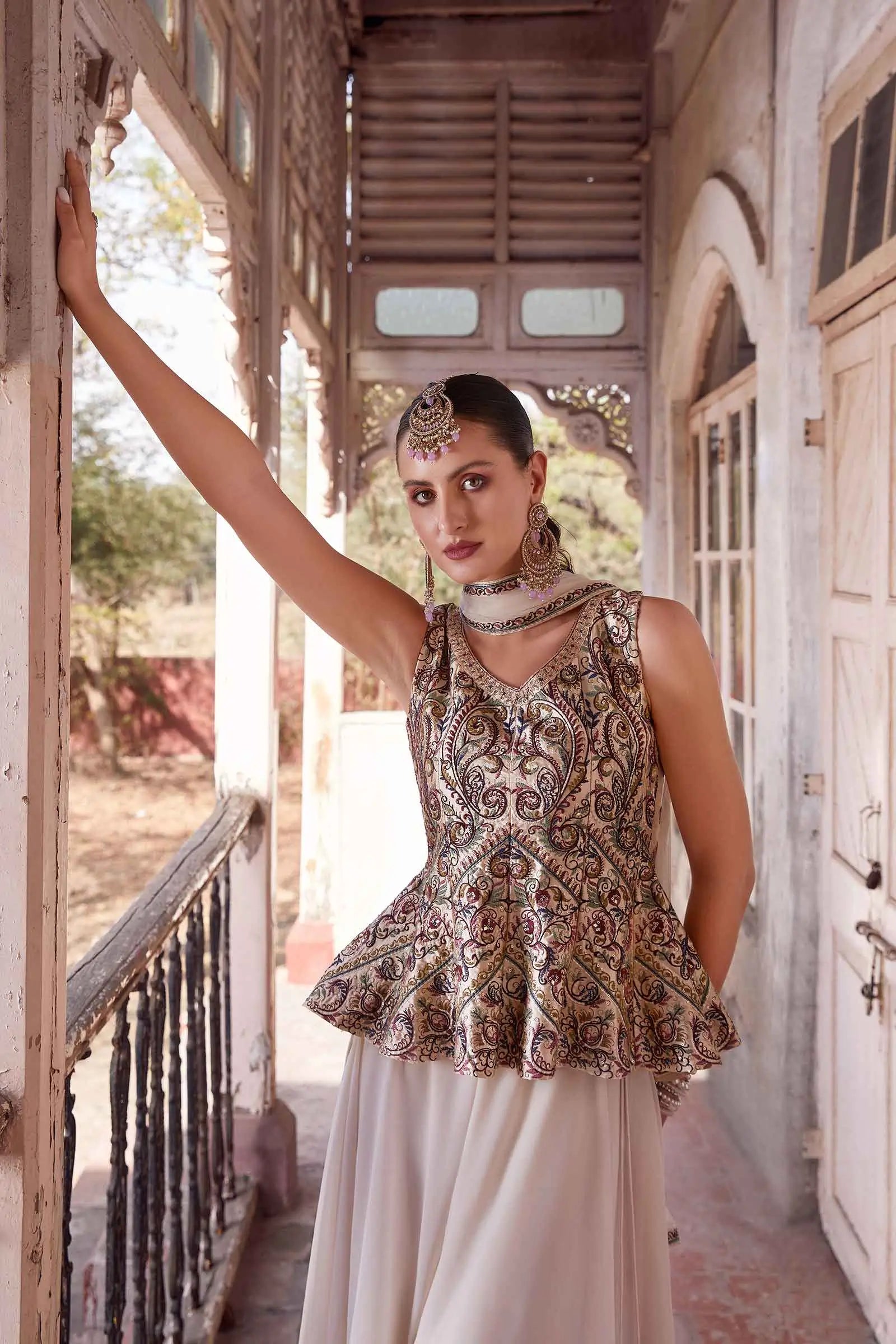 Multi Color Thread Sequins Embroidery Work Georgette Indo Western With Dupatta - qivii