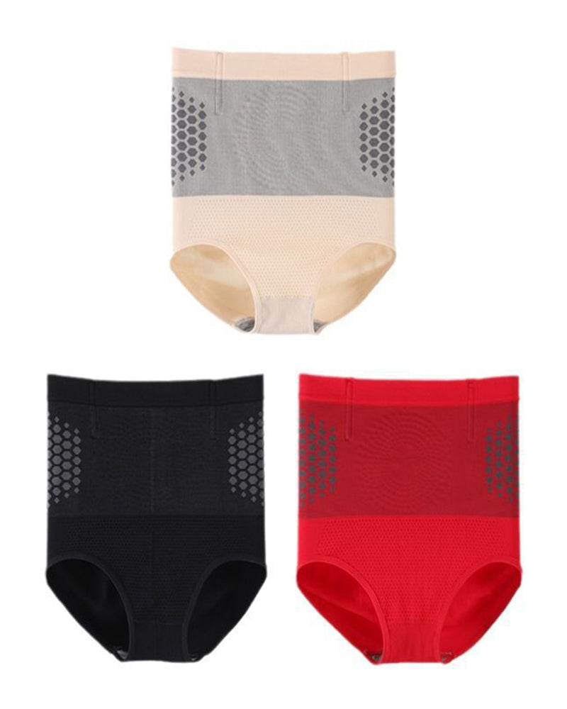 Women's Magnetic Therapy Warm Uterus Panties Seamless High Waist Abdomen Control Briefs - By Qivii