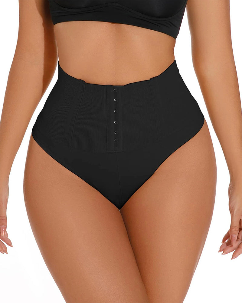 High Waist Seamless Single Breasted Shaping Thong Tummy Control Shapewear Panties - By Qivii