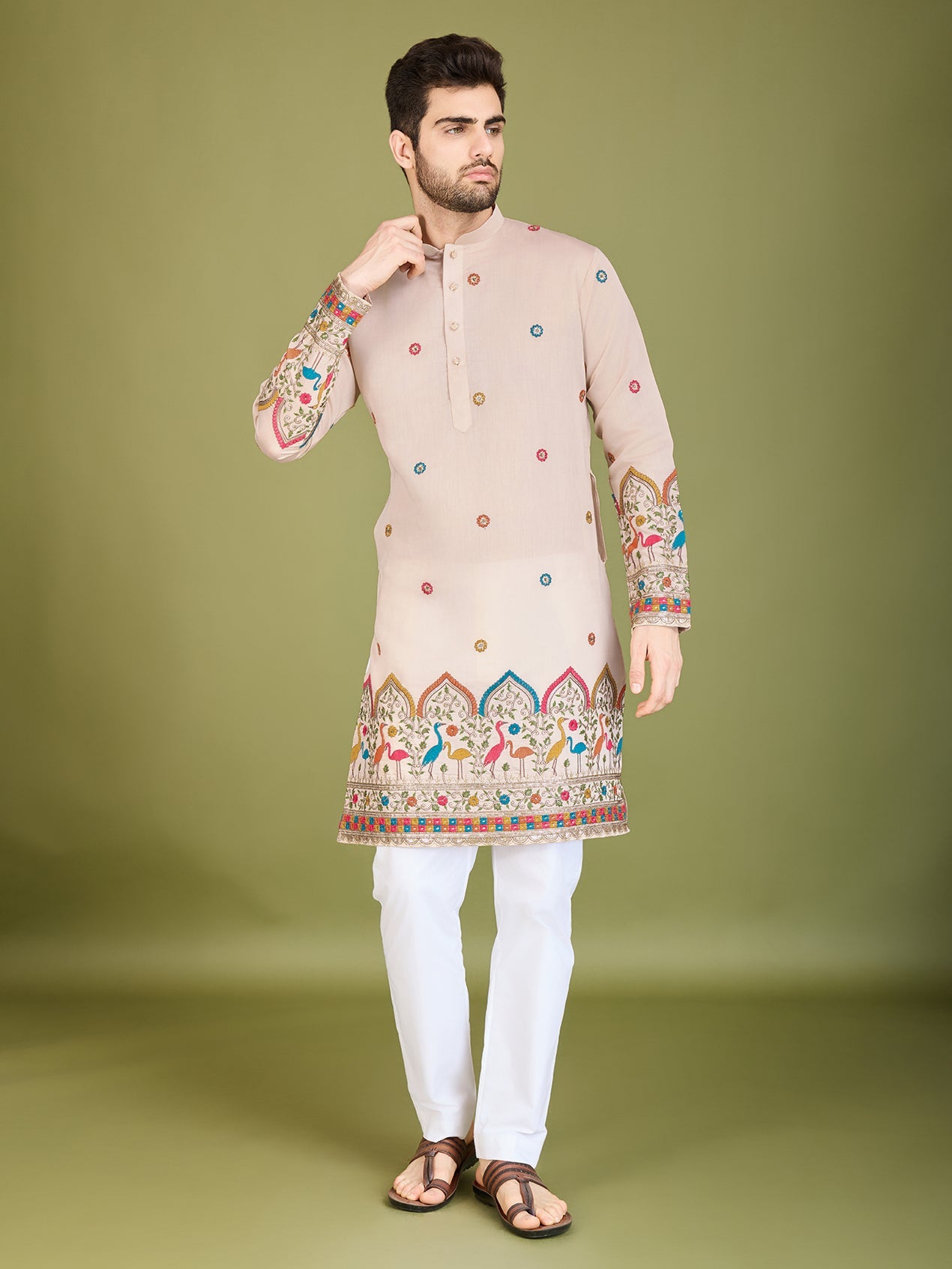 IVERY VISCOSE SILK THREAD & SEQUENCE EMBROIDDERED WORK KURTA - qivii