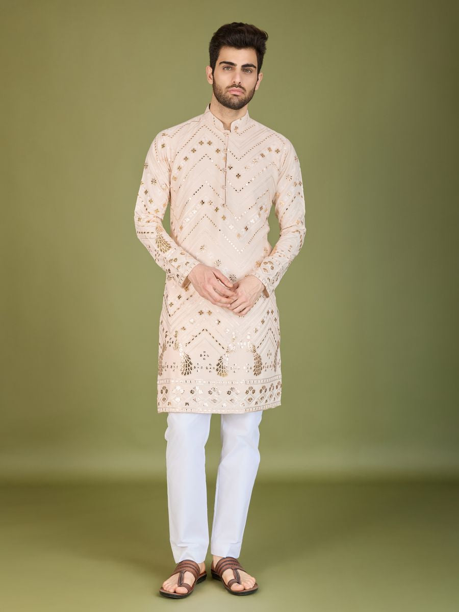 IVERY PURE VISCOSE RAYON THREAD & SEQUENCE EMBROIDERED WORK KURTA - qivii