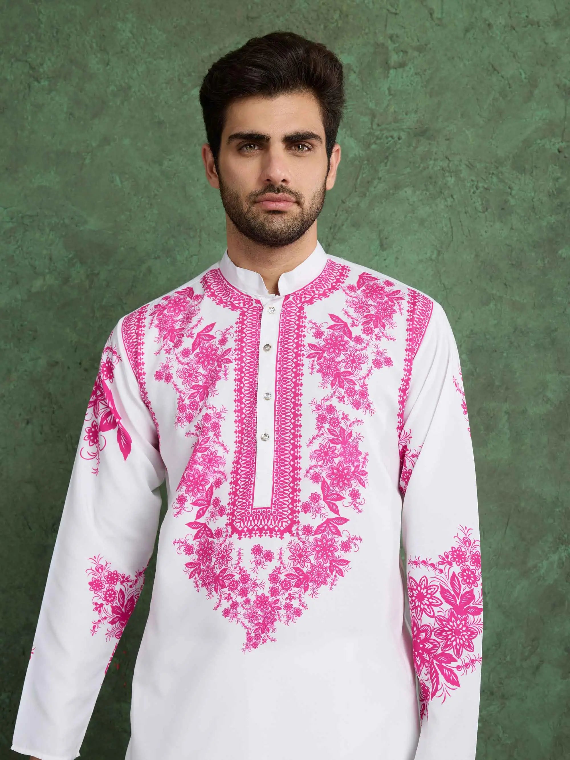 Wonderful White Rayon Kurta With Beautiful Pink Digital Print - qivii