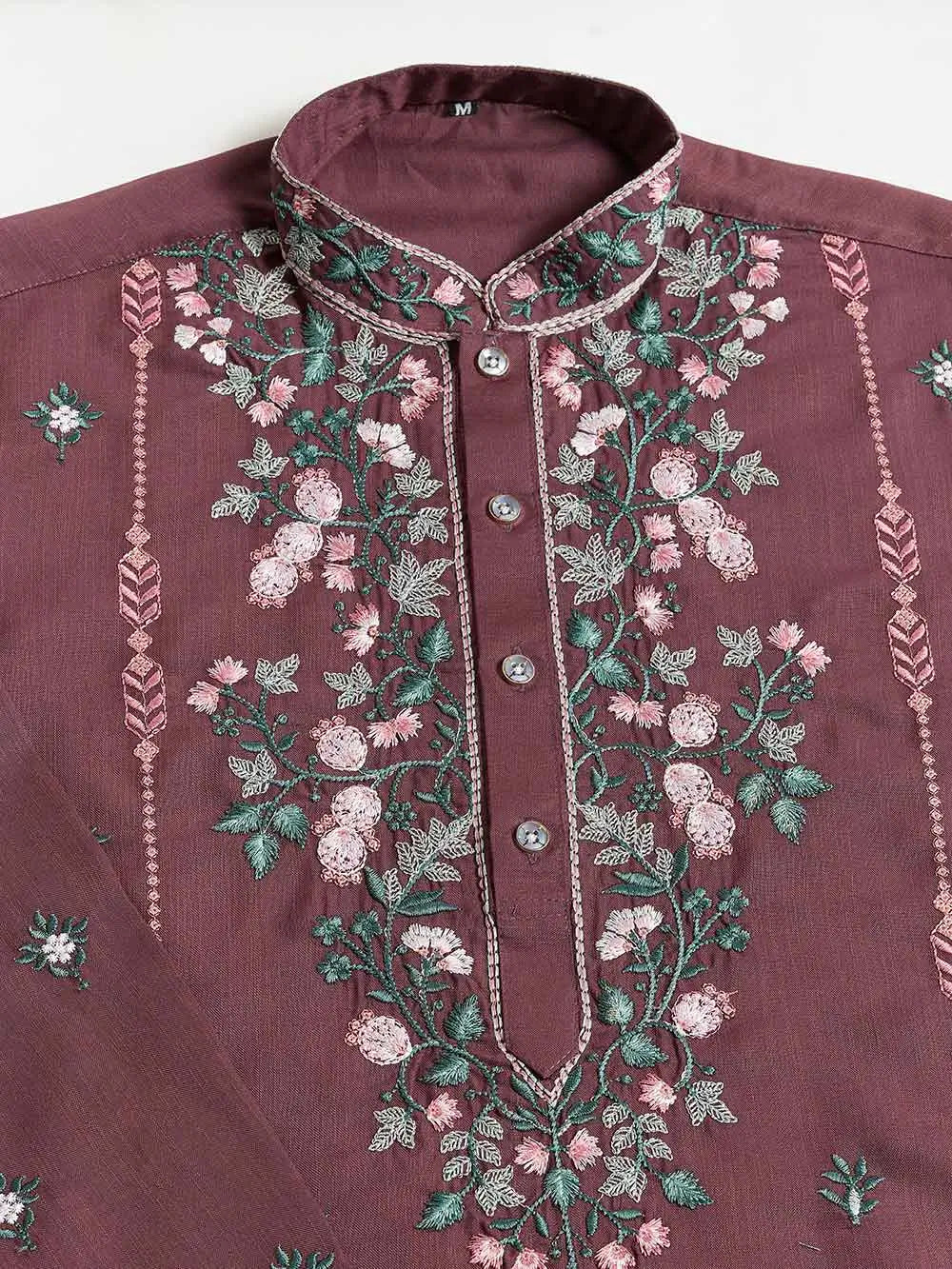 Pastel Chocolate Viscose Silk Thread & Sequins Embroidery Work Kurta With Pant - qivii
