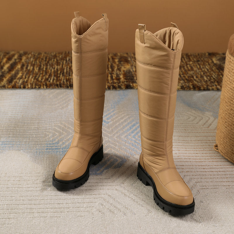 Women's Monroe Knee-High Boots - Waterproof Quilted Winter Boots with Plush Faux Fur Lining & Chunky Rocker Sole (US 4-11)