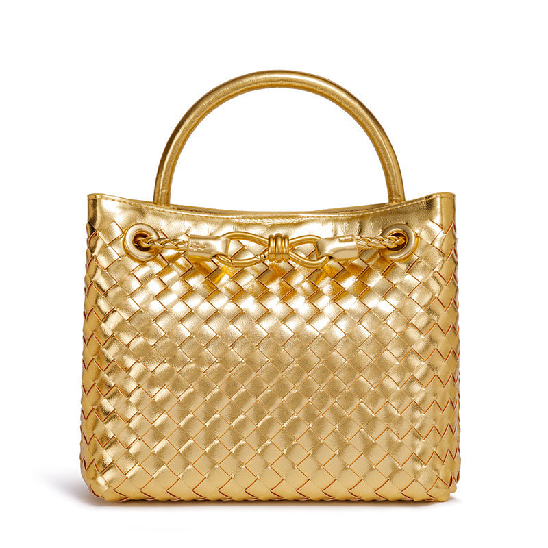 Women's Artisan Weave Tote - Expandable Crossbody with Butterfly Motif & Structured Silhouette
