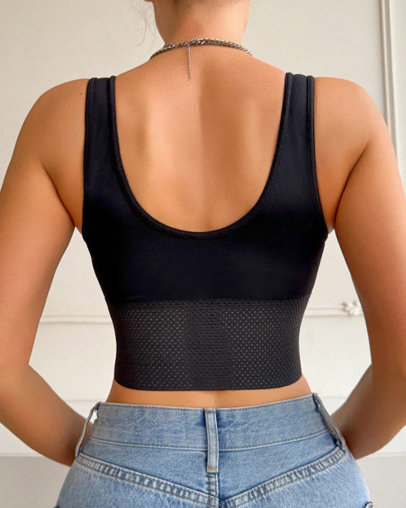Lace Trim Front Hook-and-Eye Bustier Shaper Tank Top with Waist Control