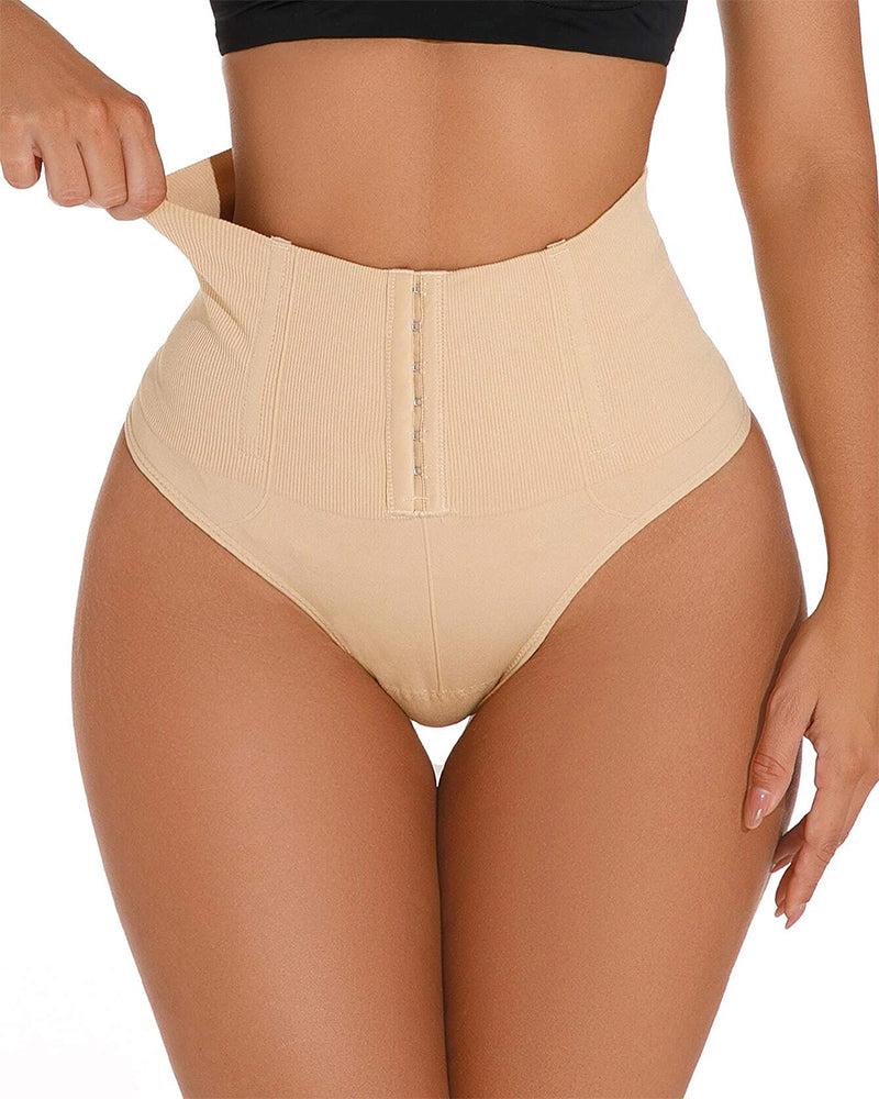 High Waist Seamless Single Breasted Shaping Thong Tummy Control Shapewear Panties - By Qivii