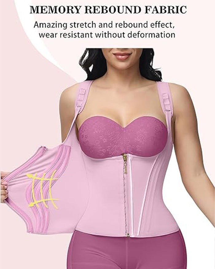 Waist Trainer for Women Body Shaper Corset Vest Tank Top with Steel Bones - By Qivii