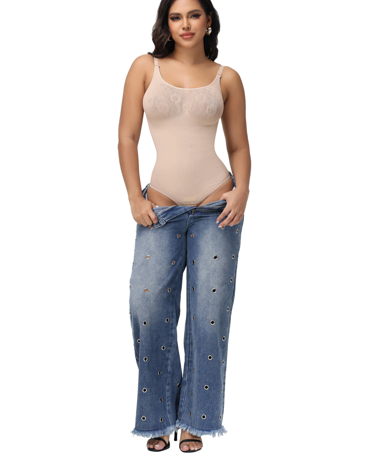 Shapshe® Sexy Bust Flower Cut Out Thong Shapewear Bodysuit