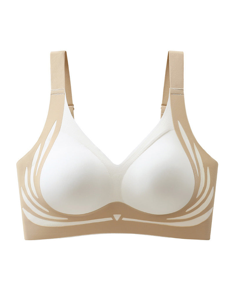 Seamless Contrast Color Wireless Soft Anti-sagging Push Up Sleep Bra - By Qivii