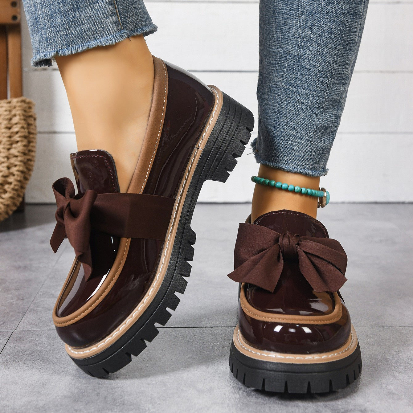 Women’s Bowline Slip-On Loafers – Contrast Stitch Flat Shoes (US 5–10.5)