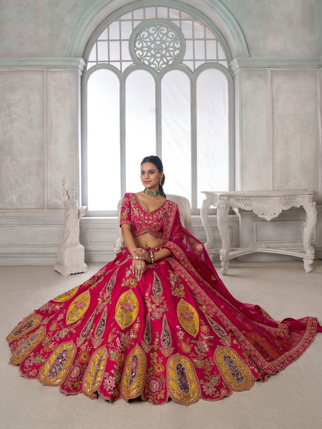 Rani Bridal Lehenga Choli with Intricate Heritage Embroidery