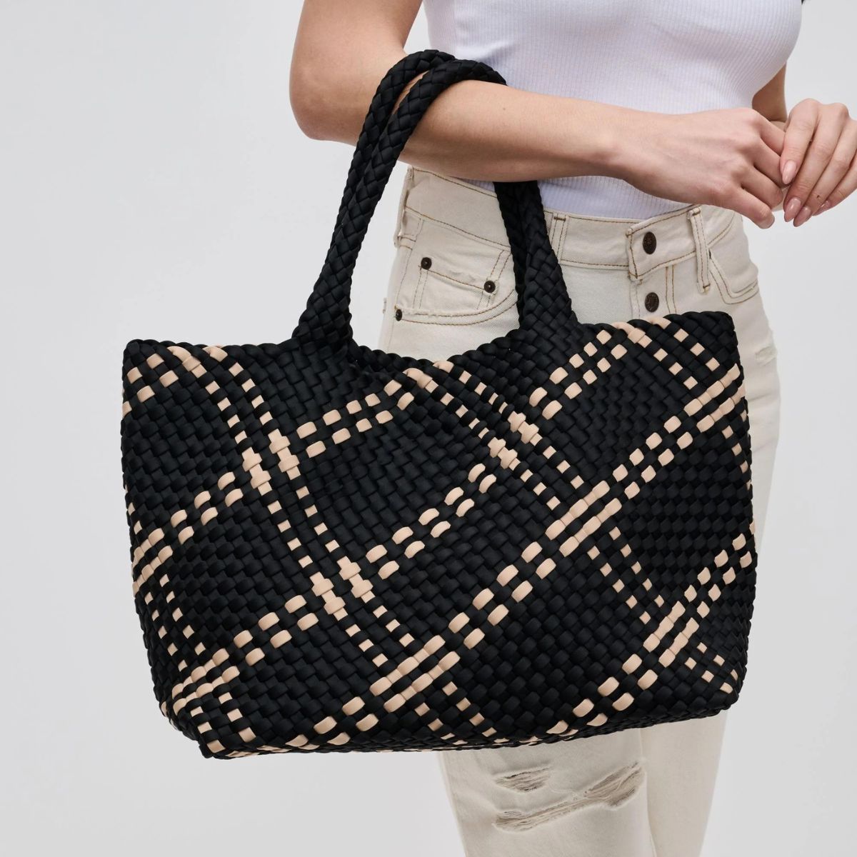 Colorblock Neoprene Woven Bag - Camel | Ounamei