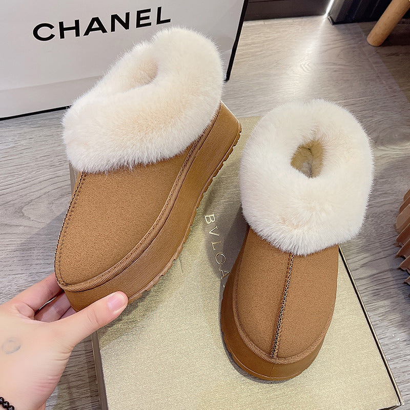 Women's Poppy Cozy Platform Boots - Plush Faux Fur Cuff Slip-On Winter Booties (US 5-10.5)
