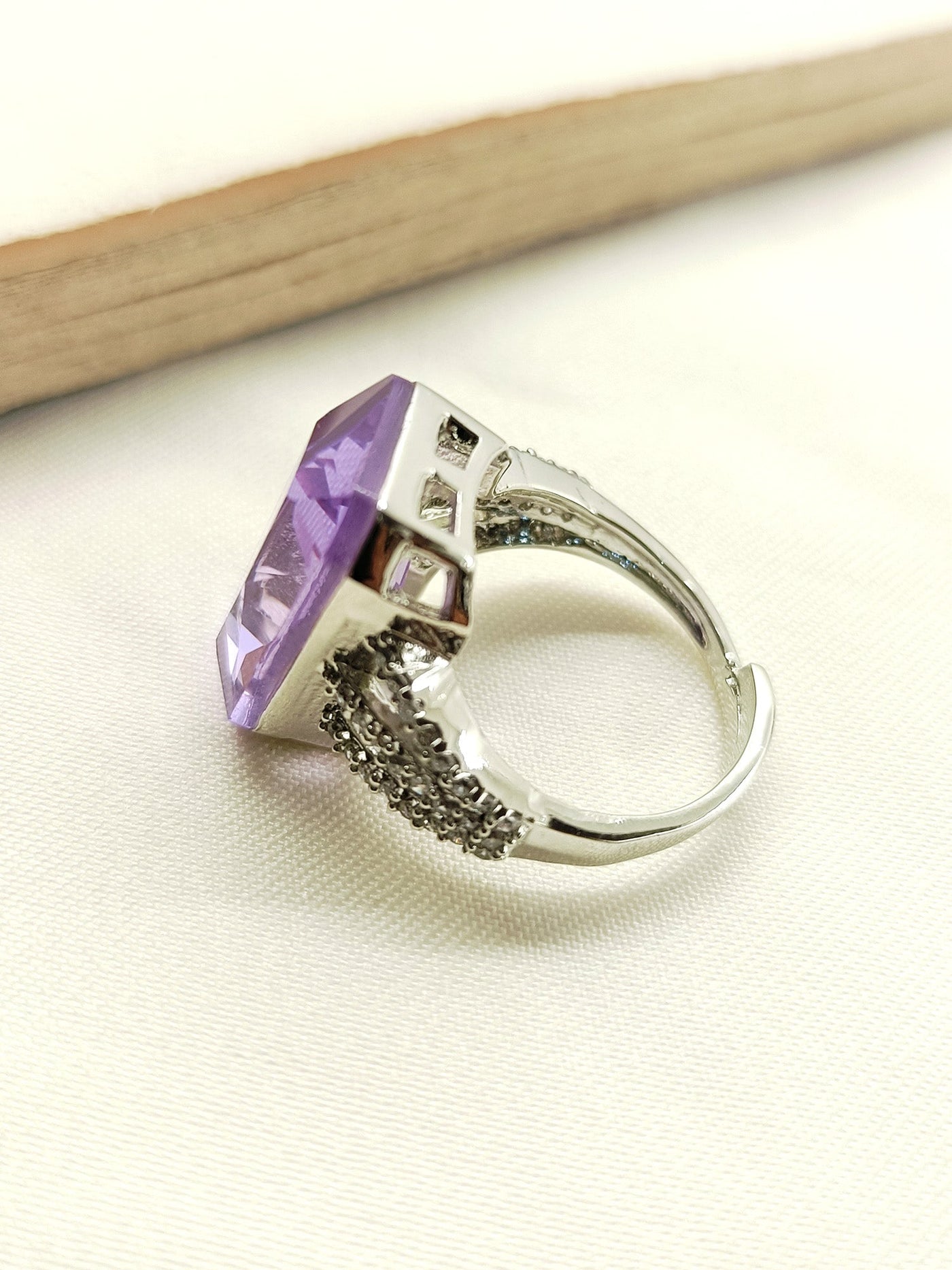 Samina Lavender American Diamond Finger Ring