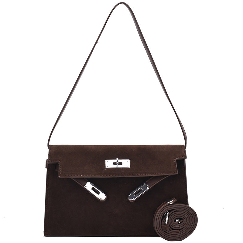 Women's Retro-Luxe Suede Mini Satchel - Convertible Underarm Crossbody Bag for Women | Vintage Brushed Texture in Caramel Ombre