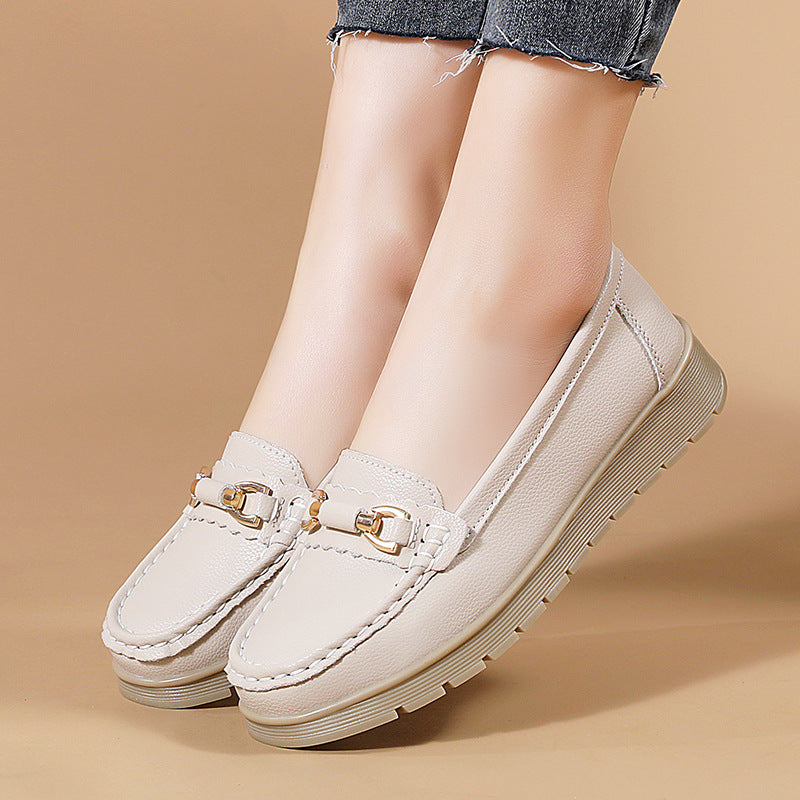 Women's CloudStep Split Leather Driving Moccasins - Slip-On Cushioned Flats for Commuting & Leisure