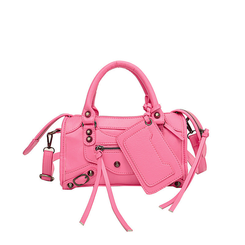 Women's Vintage Edge Satchel – Artisan Studded Motorcycle Bag with Convertible Crossbody Strap
