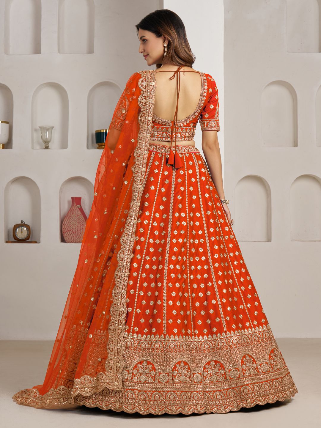 Trendy Rust Double Dupatta Bridal Lehenga Collection
