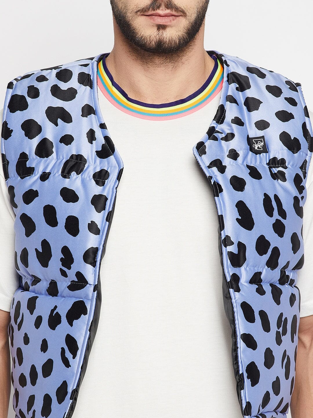 Blue Leopard Quilted Gillet